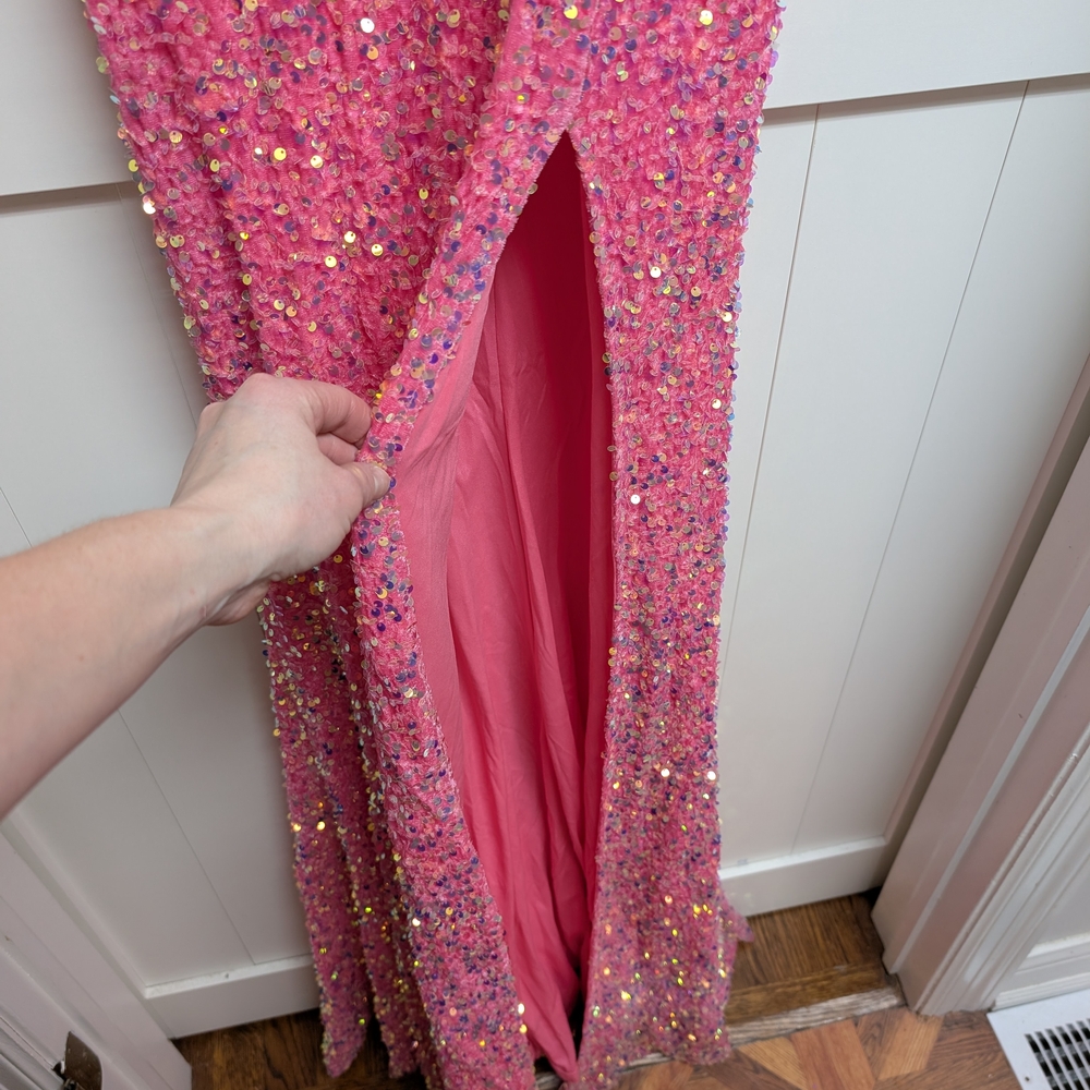 Fashion Nova Pink Strapless Sequin Dress, small - Picture 3 of 6